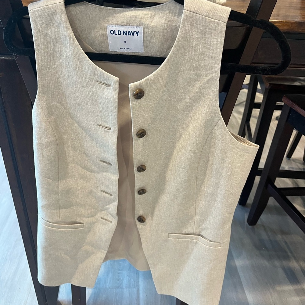 Old Navy Beige Button-Up Vest
